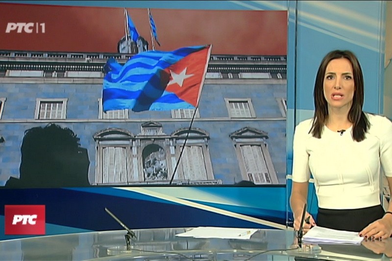 Nedopustiva greška kad je u najavi za katalonsku krizu, u kadru iza voditelja prikazana zastava Kube!